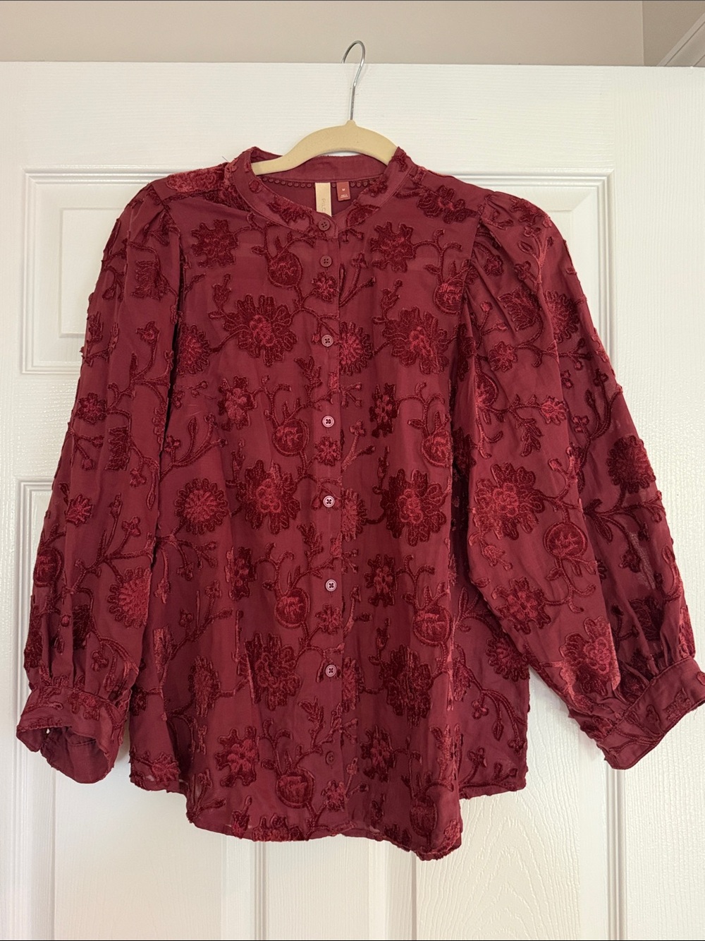 Pilcro Burgundy Floral Button-Down Shirt